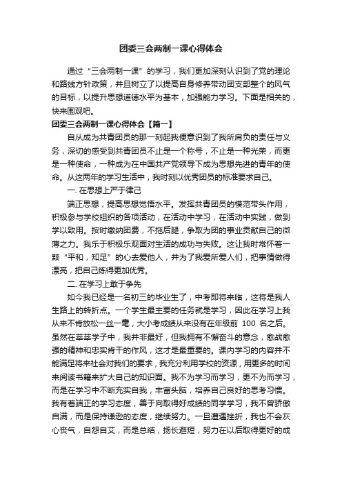 团委三会两制一课心得体会