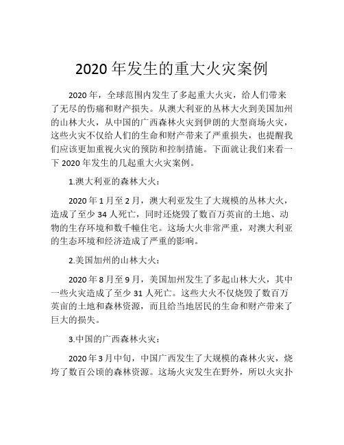 2020年发生的重大火灾案例