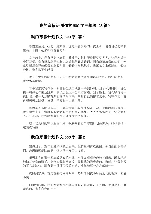 我的寒假计划作文300字三年级