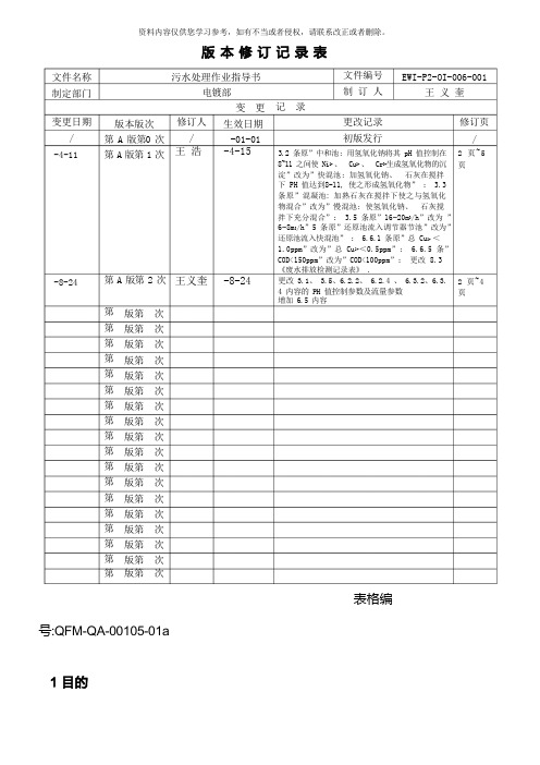 污水处理作业指导书模板