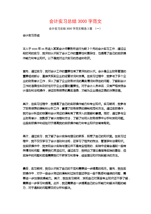 会计实习总结3000字范文3篇