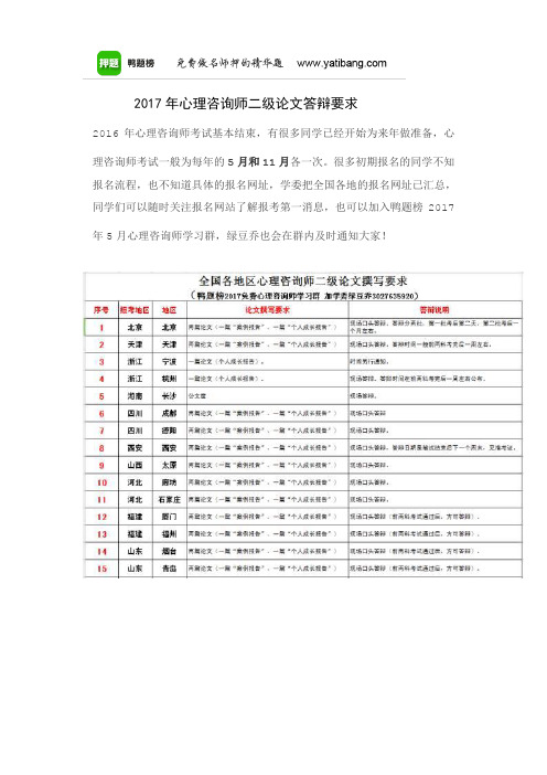 2017年心理咨询师二级论文答辩要求