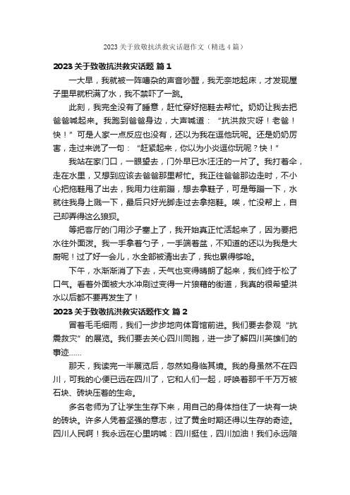 2023关于致敬抗洪救灾话题作文（精选4篇）