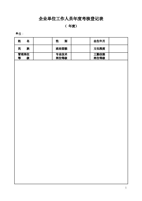 企业单位工作人员年度考核登记表(实例表格)