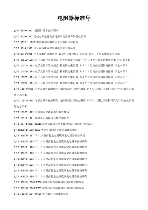 电阻器标准号