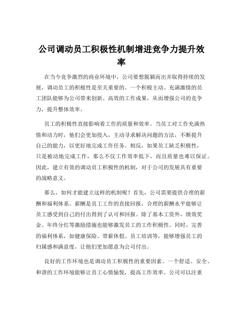 公司调动员工积极性机制增进竞争力提升效率