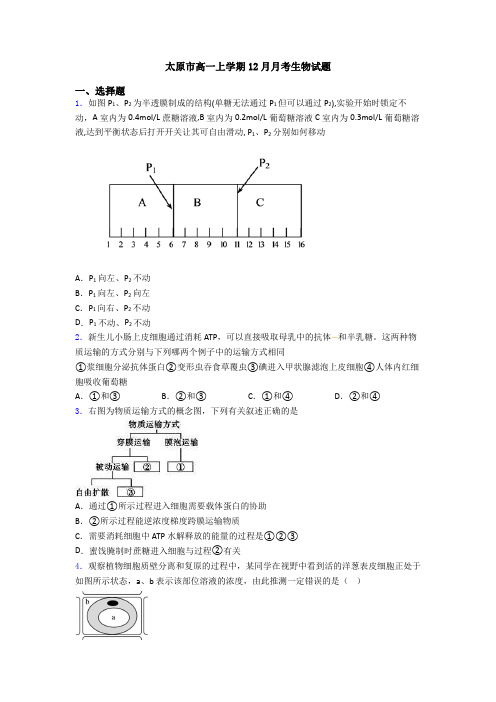 太原市高一上学期12月月考生物试题