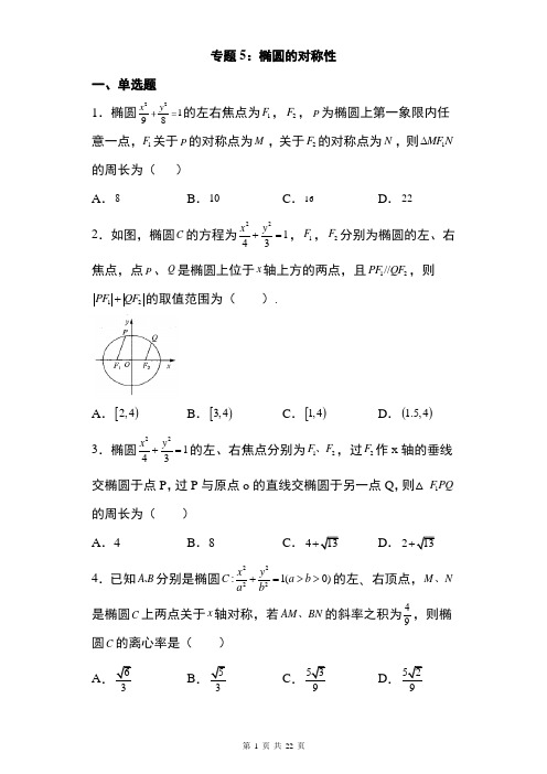 专题5：椭圆的对称性问题22页