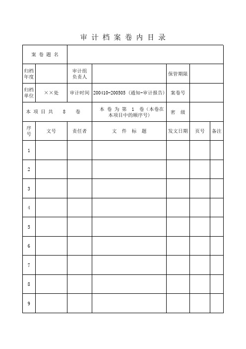 审计档案卷内目录格式