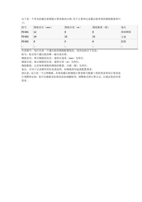 灌注桩钢筋计算表格