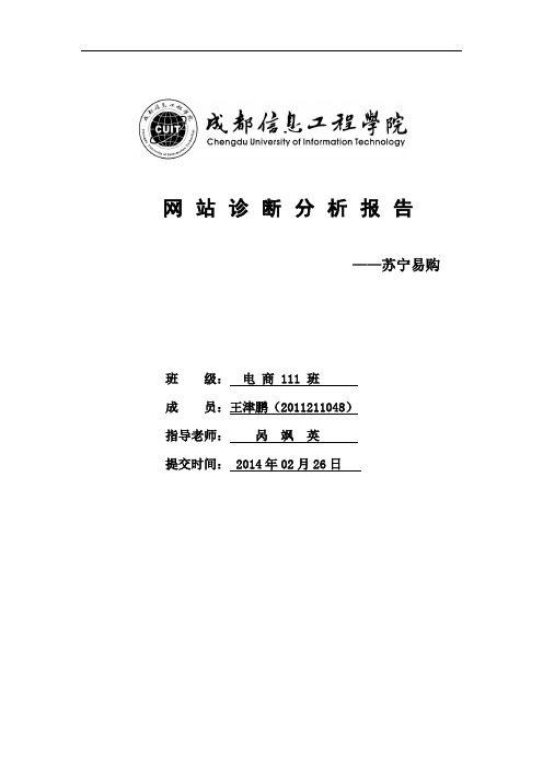 苏宁易购网站诊断分析报告