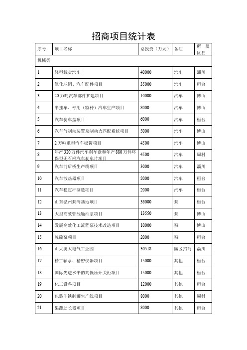 招商项目统计表