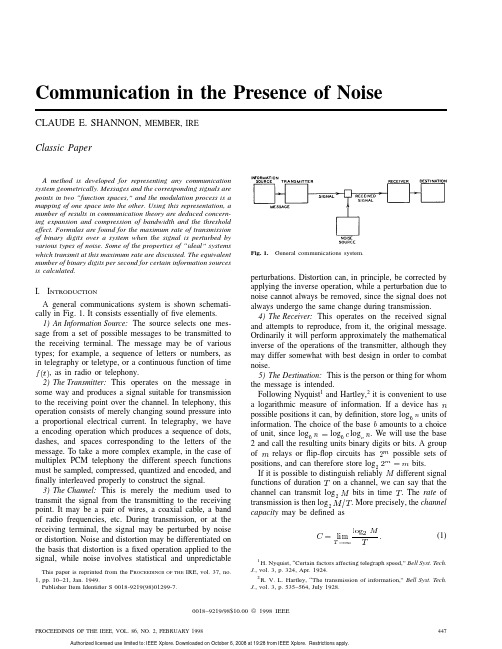 Communication in the Presence of Noise