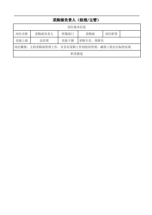 装修装饰公司岗位职能说明书