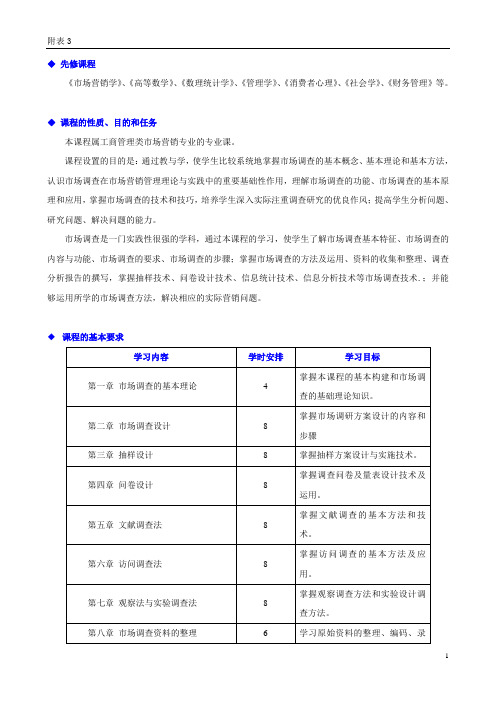 《市场调查》教学大纲