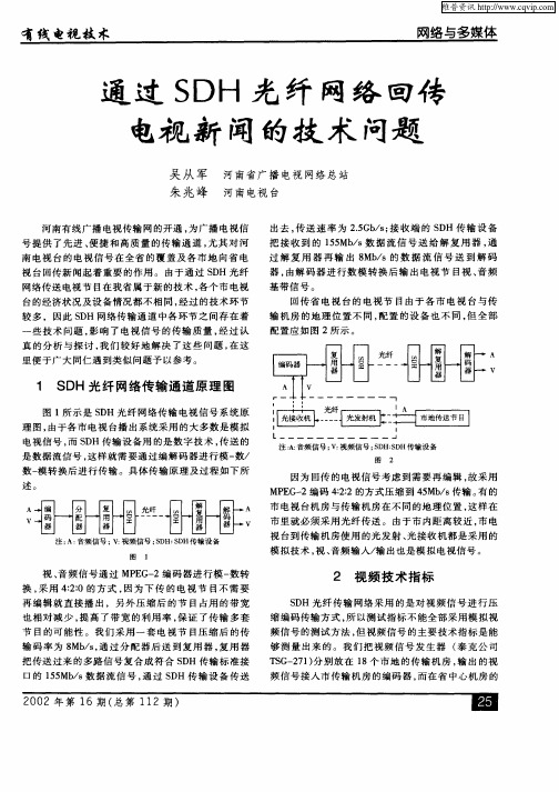 通过SDH光纤网络回传电视新闻的技术问题