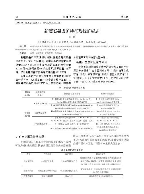 新疆石墨成矿特征及找矿标志