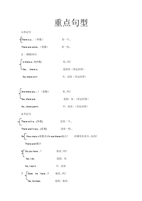 新牛津译林版英语五年级上册重点句型总结