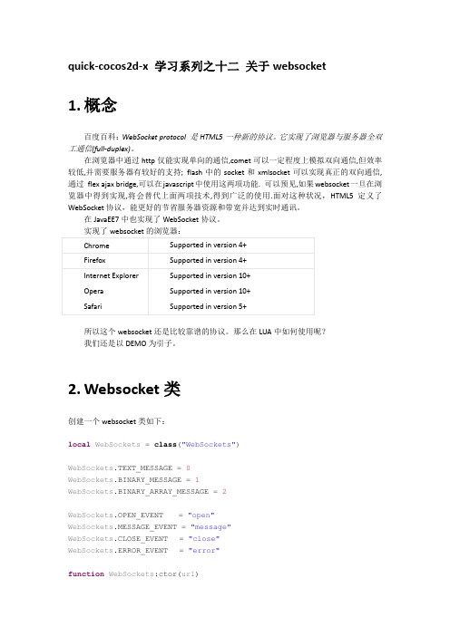 quick-cocos2d-x 学习系列之十二 关于websocket