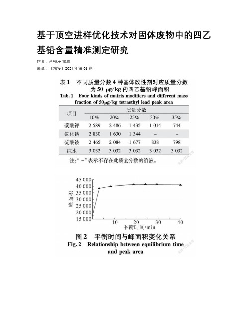 基于顶空进样优化技术对固体废物中的四乙基铅含量精准测定研究