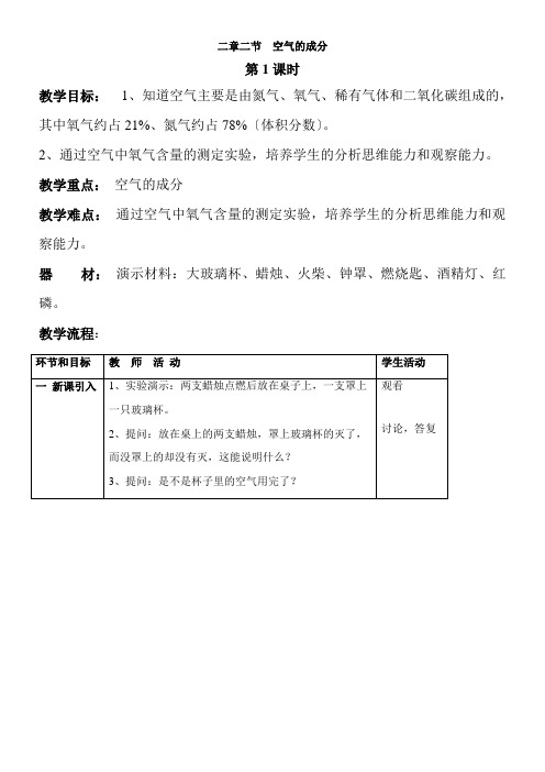 2022年教学教材《空气的成分》参考优秀教案6