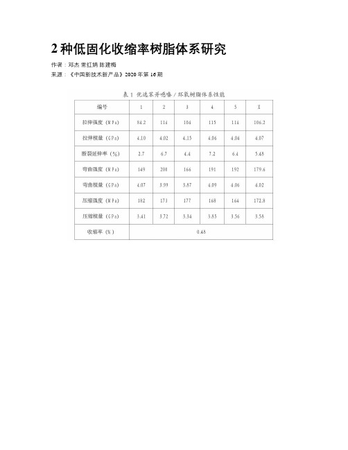 2种低固化收缩率树脂体系研究