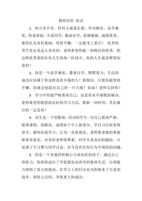 教师评价 短语