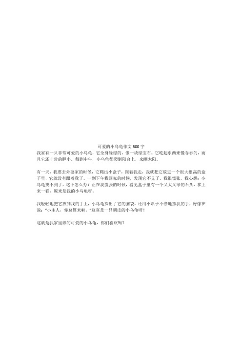 可爱的小乌龟优秀作文300字