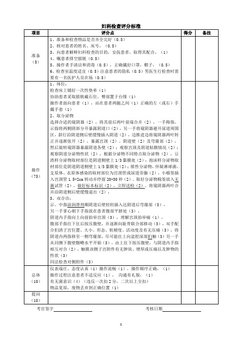 妇科检查评分标准