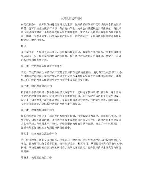 教师队伍建设案例