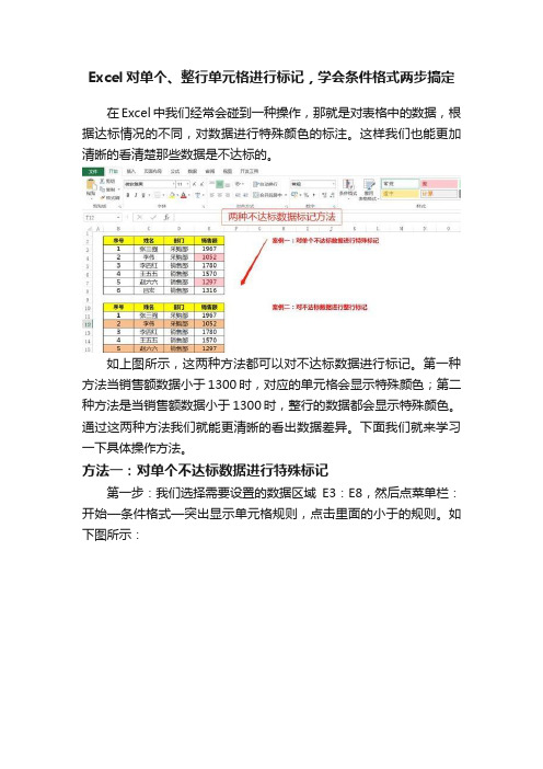 Excel对单个、整行单元格进行标记，学会条件格式两步搞定