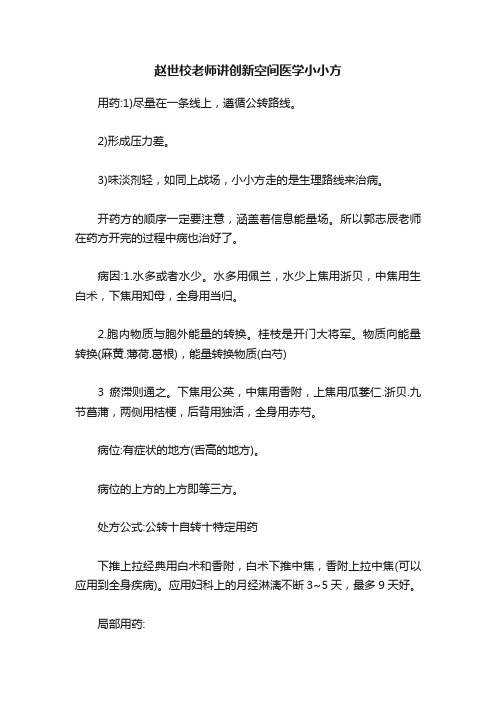 赵世校老师讲创新空间医学小小方