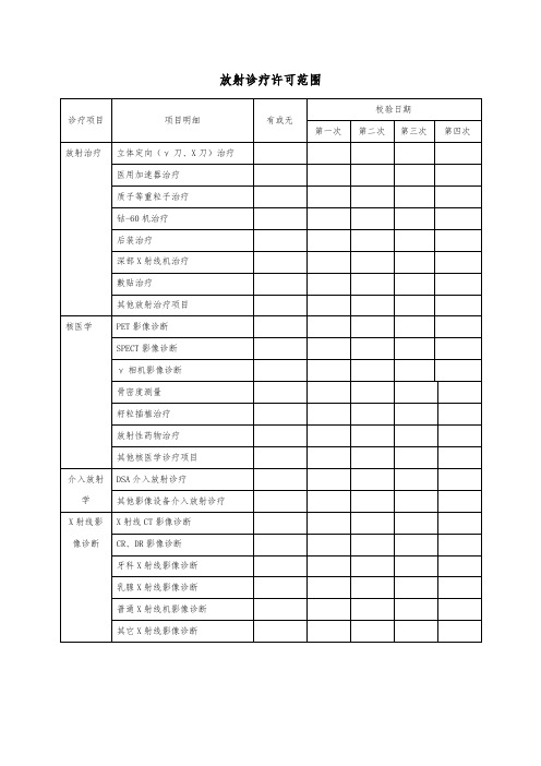 放射诊疗许可范围