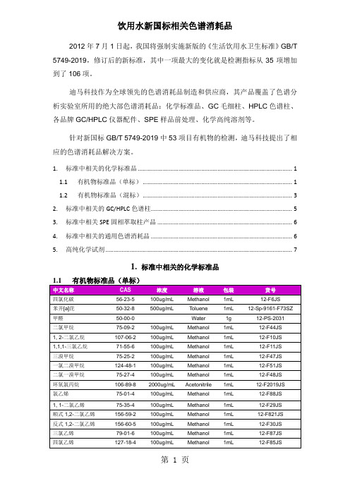 饮用水新国标GBT5749-2019相关色谱消耗品共7页