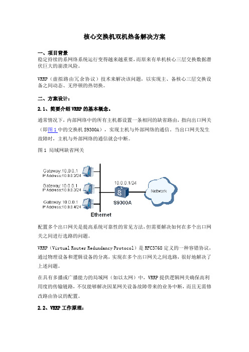 核心交换机双机热备解决方案