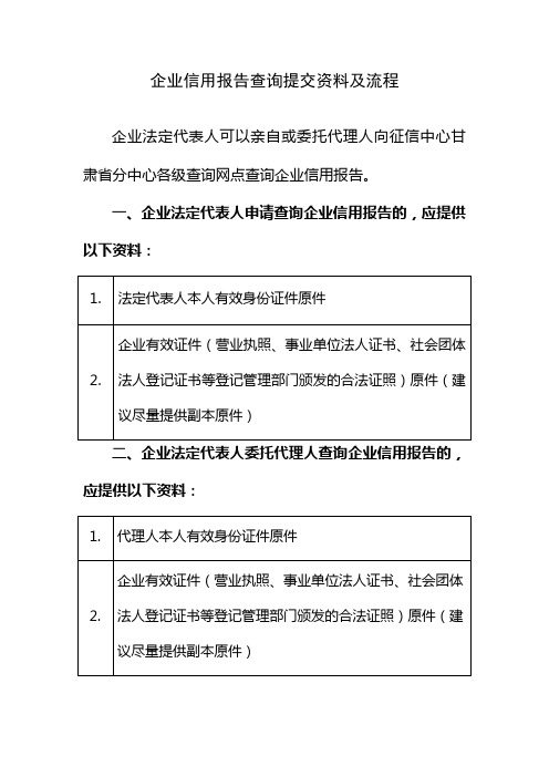 企业信用报告查询提交资料及流程