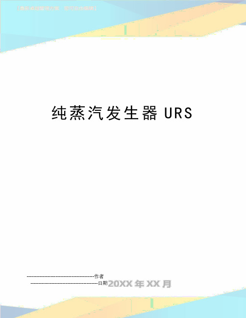 【精品】纯蒸汽发生器urs(可编辑