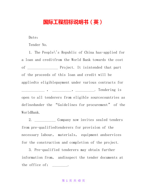 国际工程招标说明书(英)