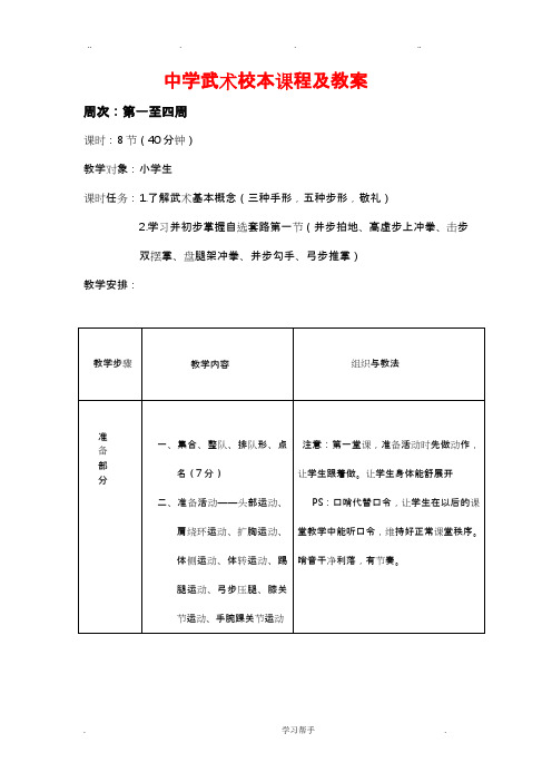 中学武术校本课程与教(学)案(最新整理)