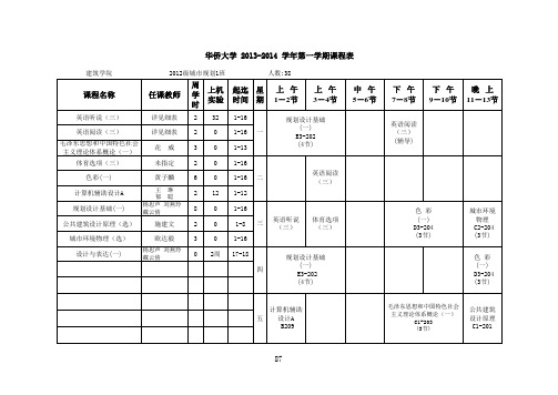 华侨大学建筑学院课程表-12城规