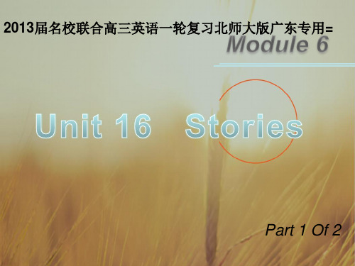 高三英语北师大版广东专用一轮复习课件:M6 unit 16Stories第1课时 精品