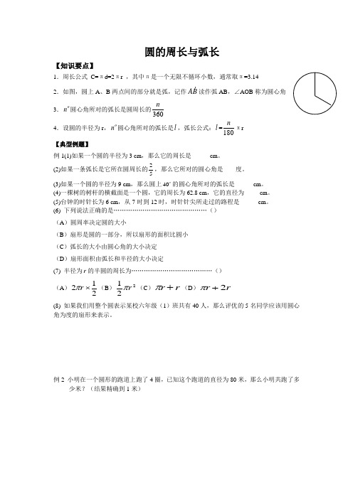 沪教版(五四)六年级上册4.1圆的周长与弧长学案