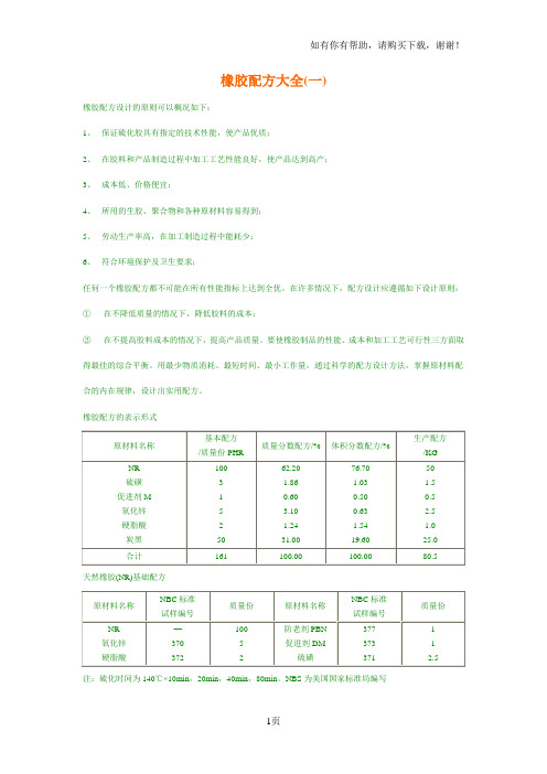 橡胶基本配方大全