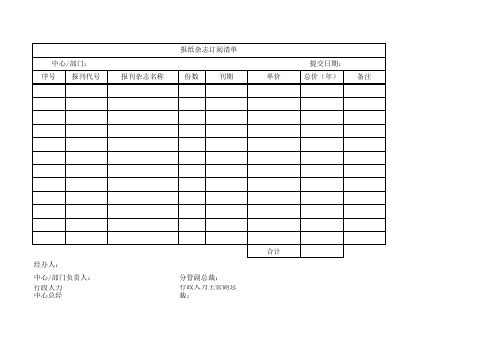 报纸杂志订阅清单