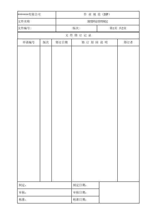 限度样品管理规定