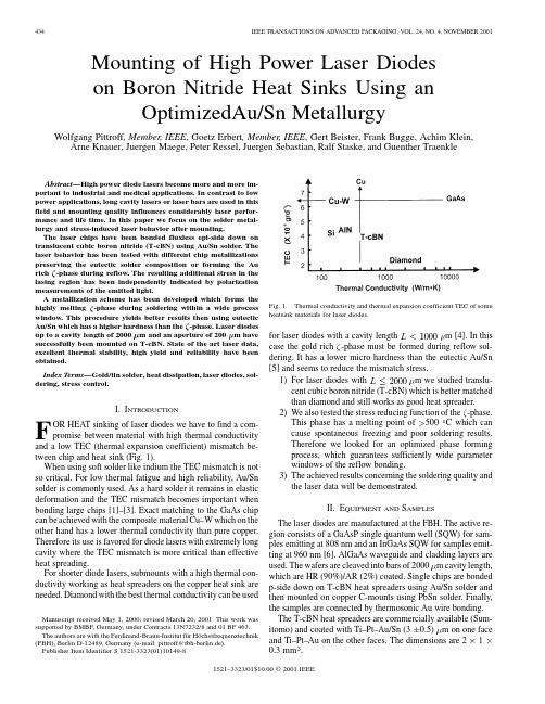 Mounting of high power laser diodes on boron nitride heat sinks using an optimized Au-Sn metallurgy