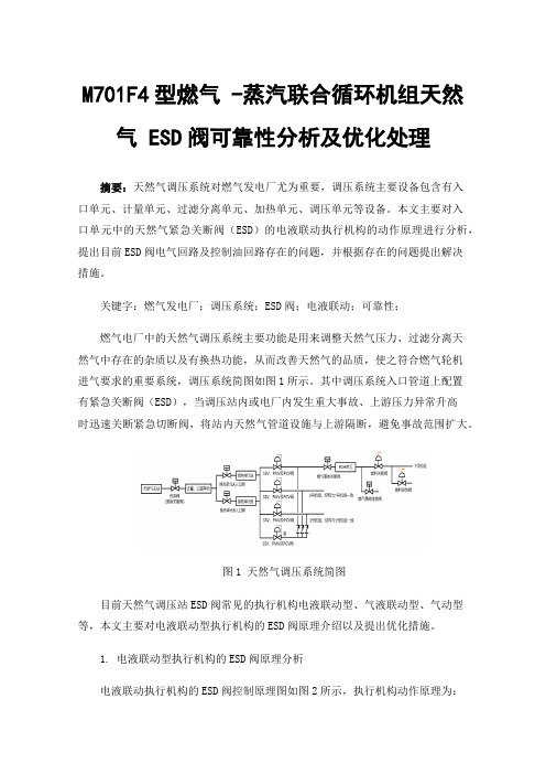 M701F4型燃气-蒸汽联合循环机组天然气ESD阀可靠性分析及优化处理