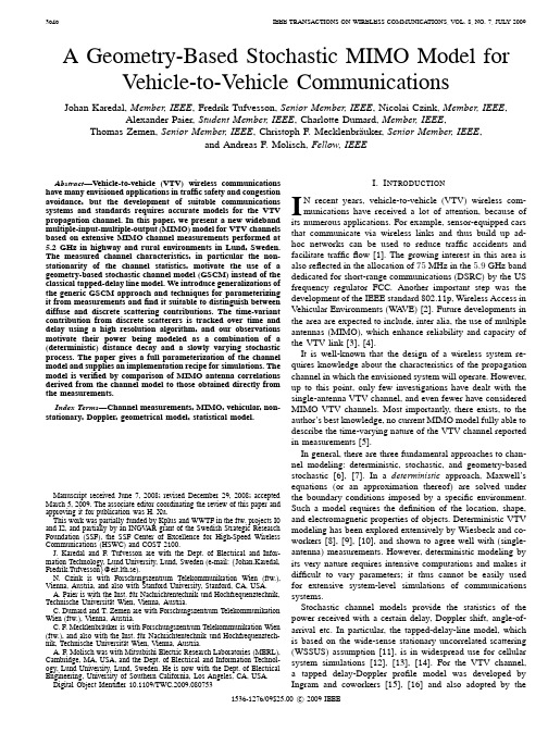 A geometry-based stochastic MIMO model for vehicle-to-vehicle communications