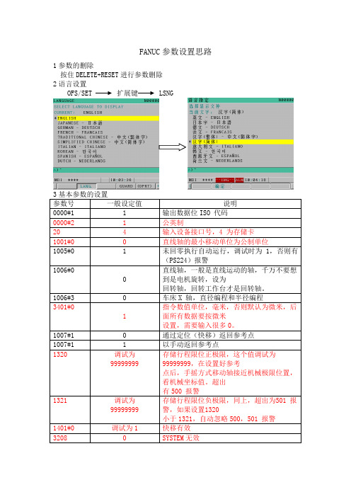 FANUC参数设置