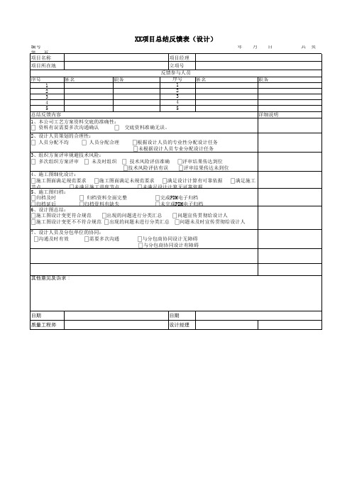 项目总结反馈表(设计)